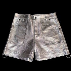 Coach metallic silver leather shorts